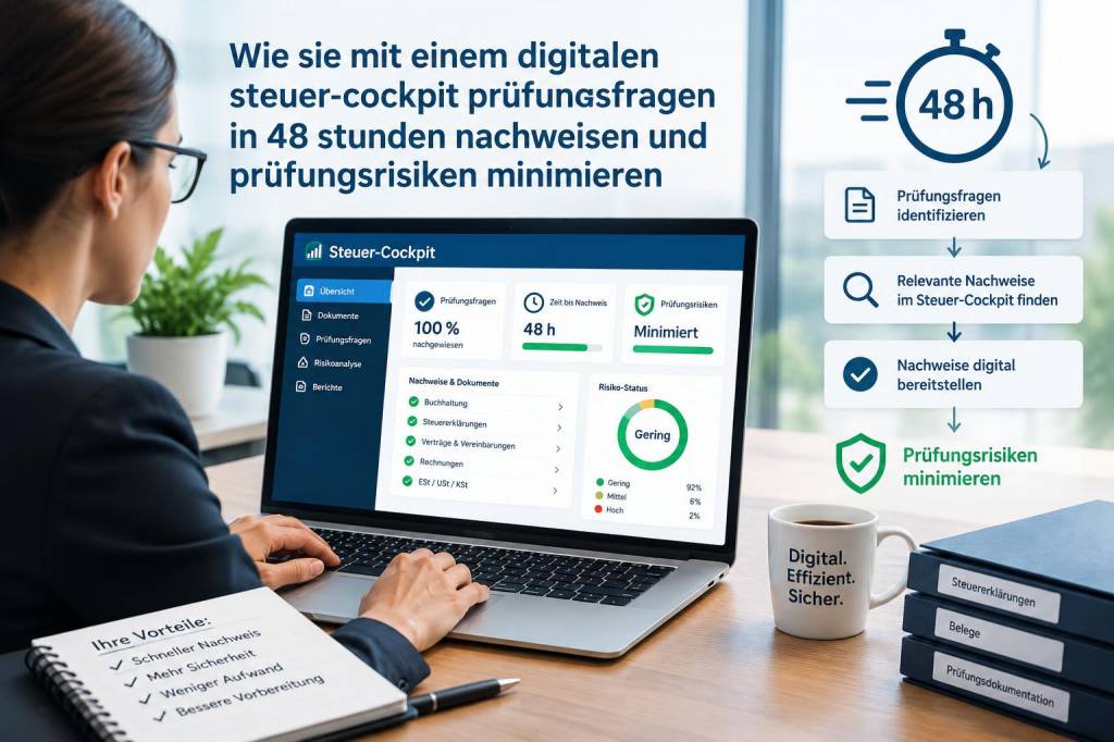 Wie sie mit einem digitalen steuer‑cockpit prüfungsfragen in 48 stunden nachweisen und prüfungsrisiken minimieren